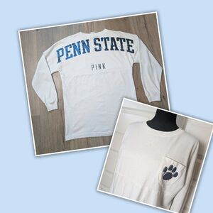VS PINK x 5th Ocean Size S Penn State Long Sleeve Shirt White Bling Sequined
